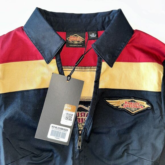 Harley Davidson 120th Anniversary Elemental Zip Front Shirt Black Women's XS NWT - Picture 3 of 6